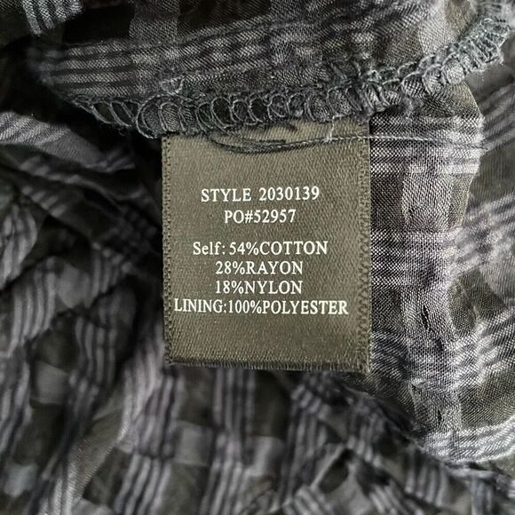 Current Air Semi-Sheer Plaid Peplum Top L - Picture 7 of 9